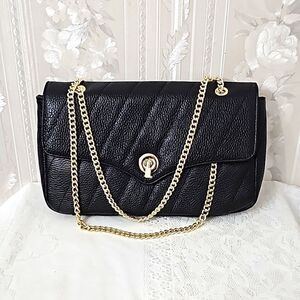 Anna Paola Crossbody Shoulder Genuine Leather Bag NWT Black